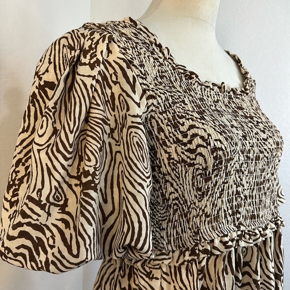 Anthropologie MOON RIVER Smocked Puff Sleeve Midi Dress
 (L) NWOT - Picture 6 of 10